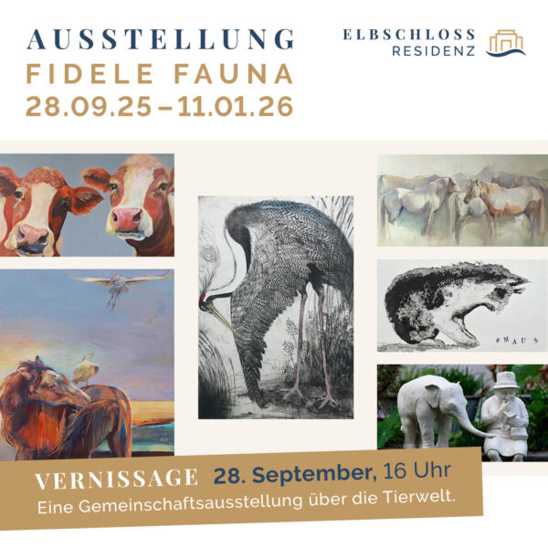 Flyer for the exhibition "Fidele Fauna" in Hamburg, Nienstedten